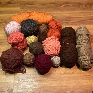 Assorted Yarn lot Collection in Earth Tones